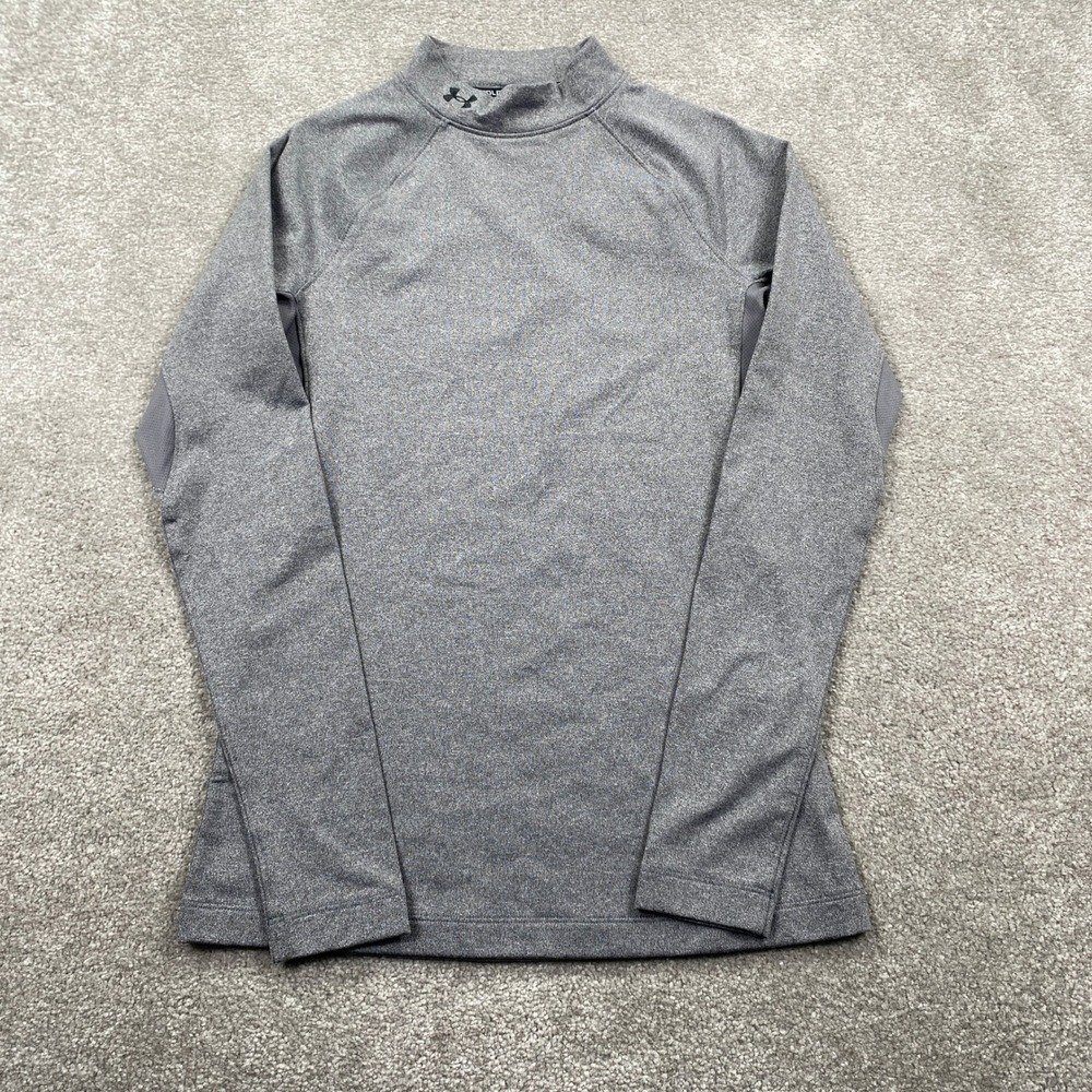 Under Armour ColdGear Womens Fitted Mock Neck Long Sleeve Shirt Gray SM